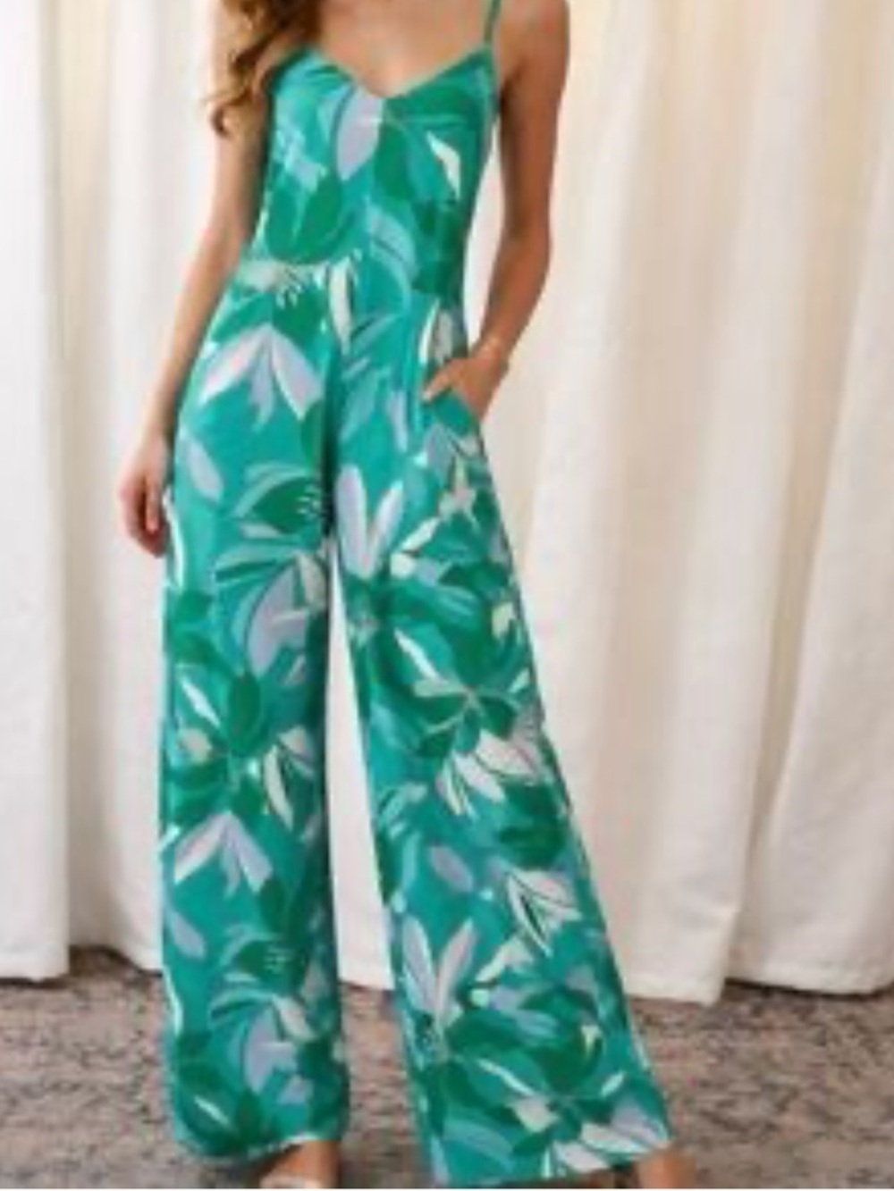 Label of Love XL Jumpsuit Romper Green Blue Floral